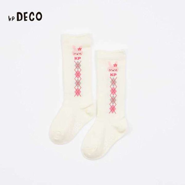 [Made in Japan] KPDECO Argyle Pattern Knee-High Socks (15-23),Charcoal gray, medium image number 3