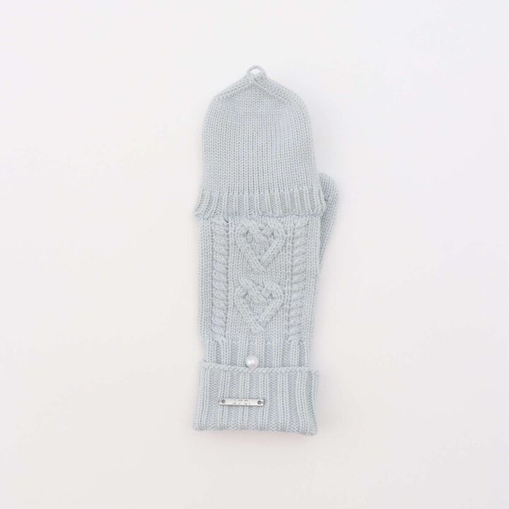 Cable Knit Gloves,Sax blue, medium image number 7