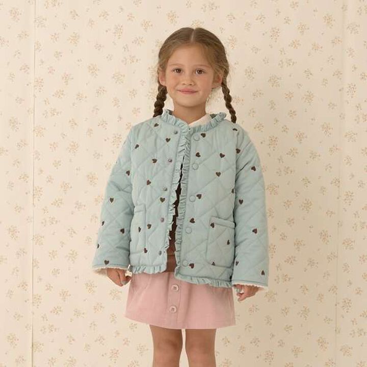 Collarless Heart Embroidered Blouson,Ivory, medium image number 7