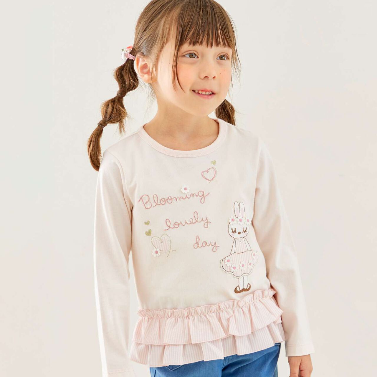 Mimi-chan Layered Frill Long-Sleeve Tunic,Pink, large image number 9