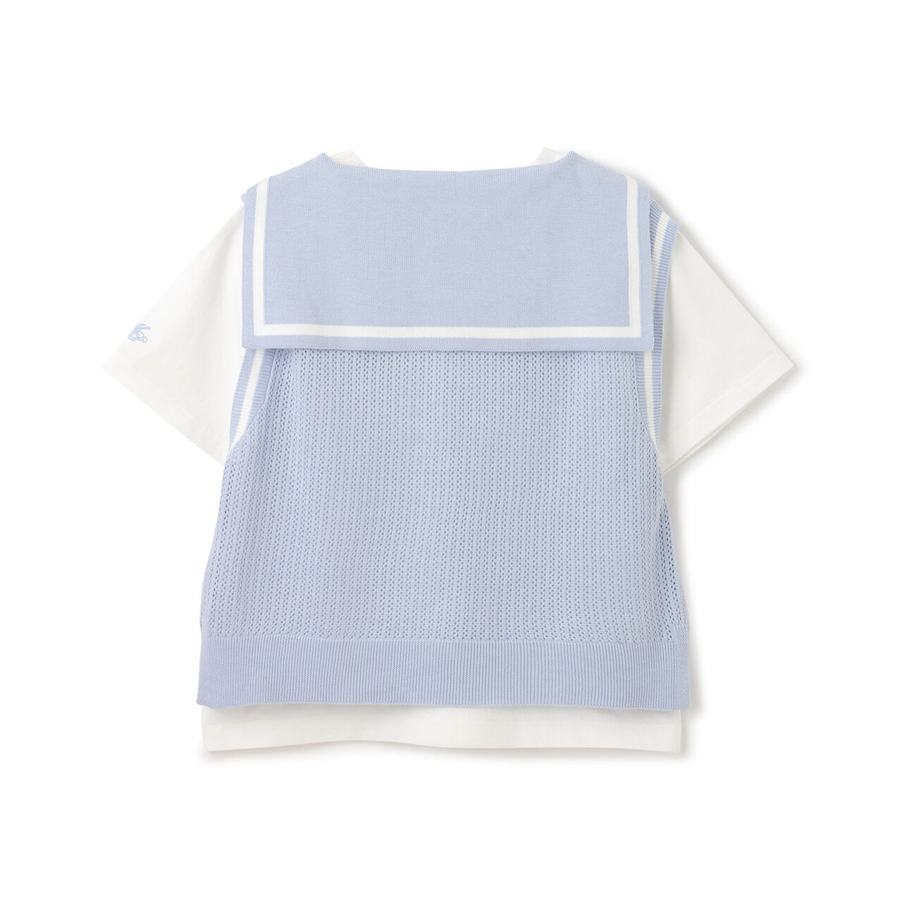 Mesh Sailor Vest & T-Shirt Set,Ivory, large image number 1