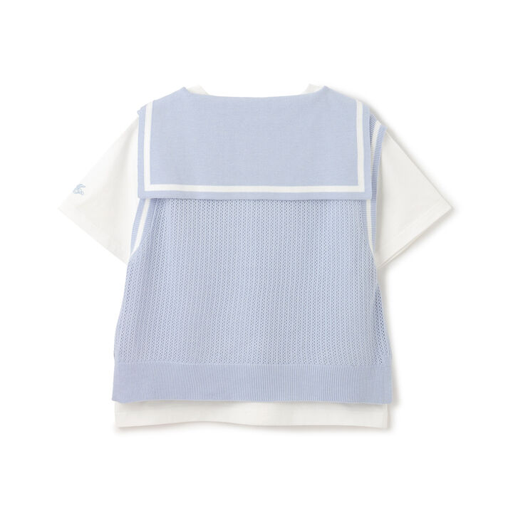 Mesh Sailor Vest & T-Shirt Set,Ivory, medium image number 1