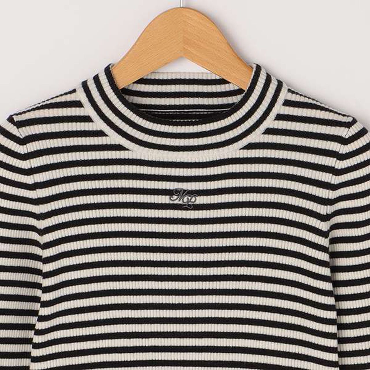 Stripe Pattern Rib Knitwear,Off white, large image number 2