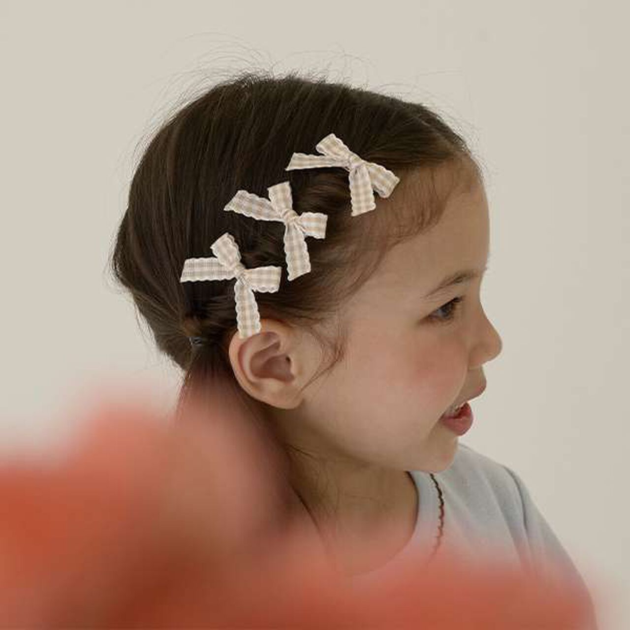 Check Ribbon Mini Hair Clips 6P Set,Black, large image number 13