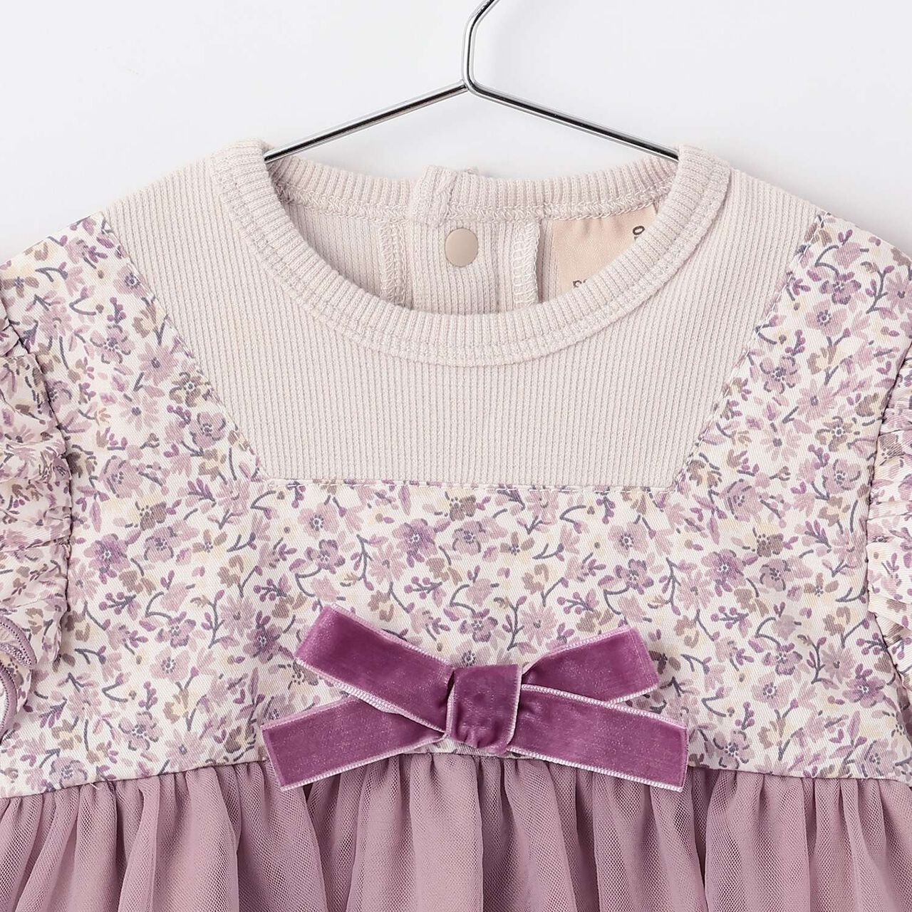 Flower Tulle Docking OP Romper,Ivory, large image number 2