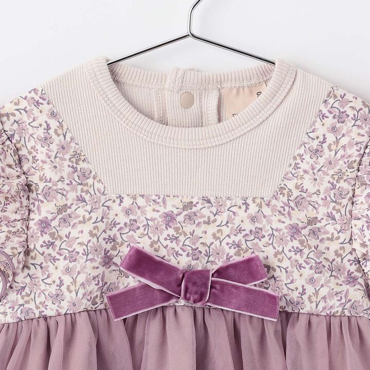 Flower Tulle Docking OP Romper,Ivory, medium image number 2