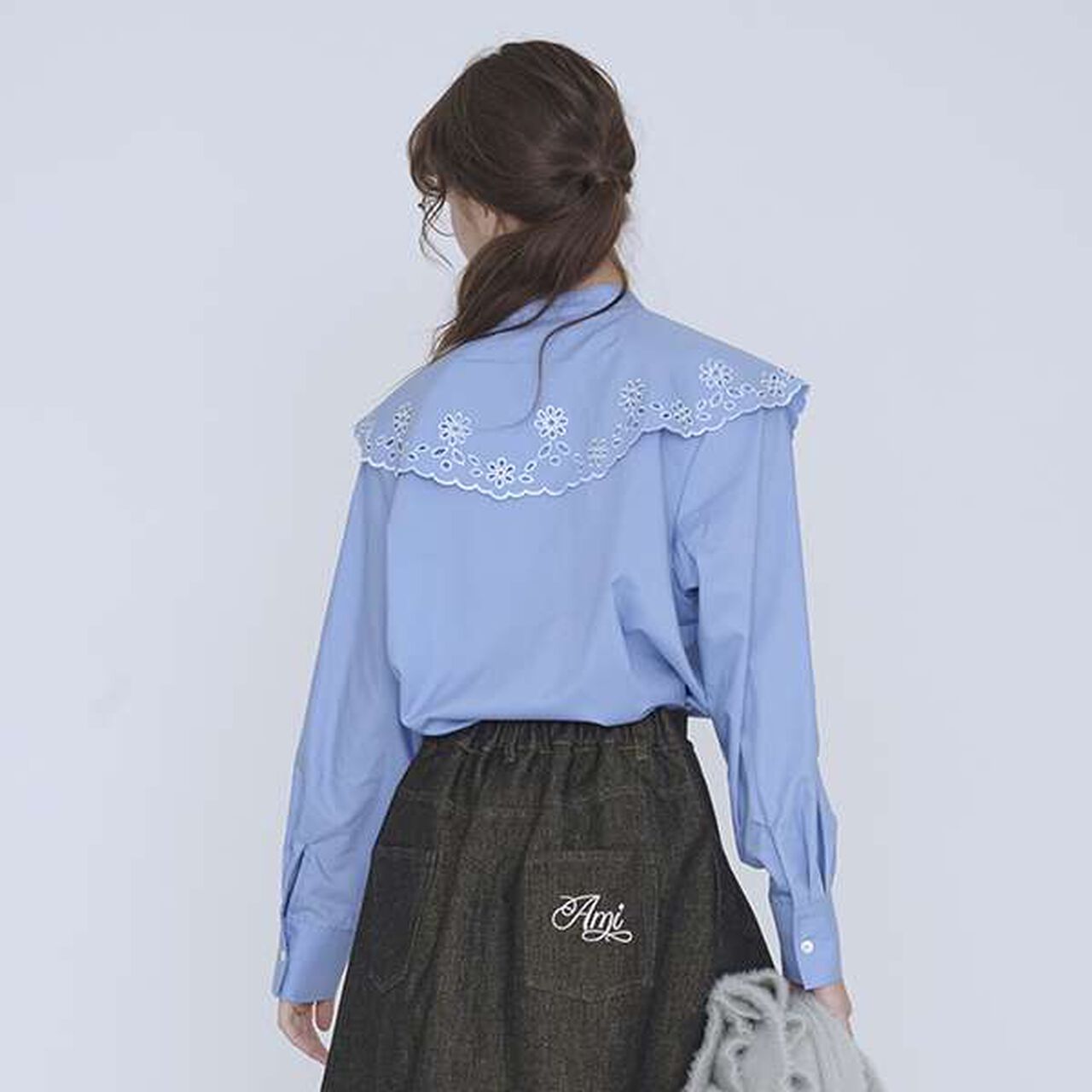 [AMI] Cutwork Stitch Big Collar Blouse,Off white, large image number 15