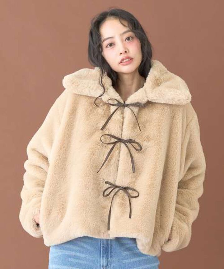 Short Fur Coat [Korean Fashion],Beige, medium image number 0