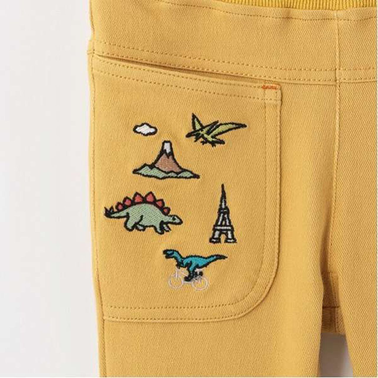 Dinosaur Cuffed Long Straight Pants,Light khaki, large image number 15