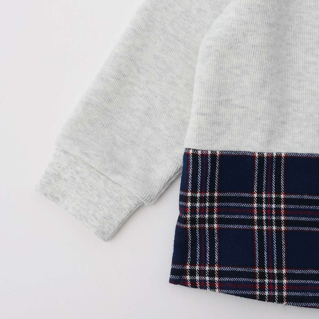 Wolf Hem Checkered Sweatshirt,Smoke white, large image number 4