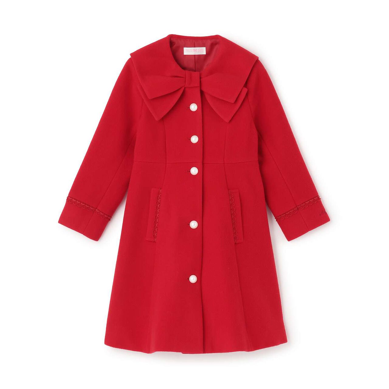 Ribbon Color Wool Coat,Sax blue, large image number 11