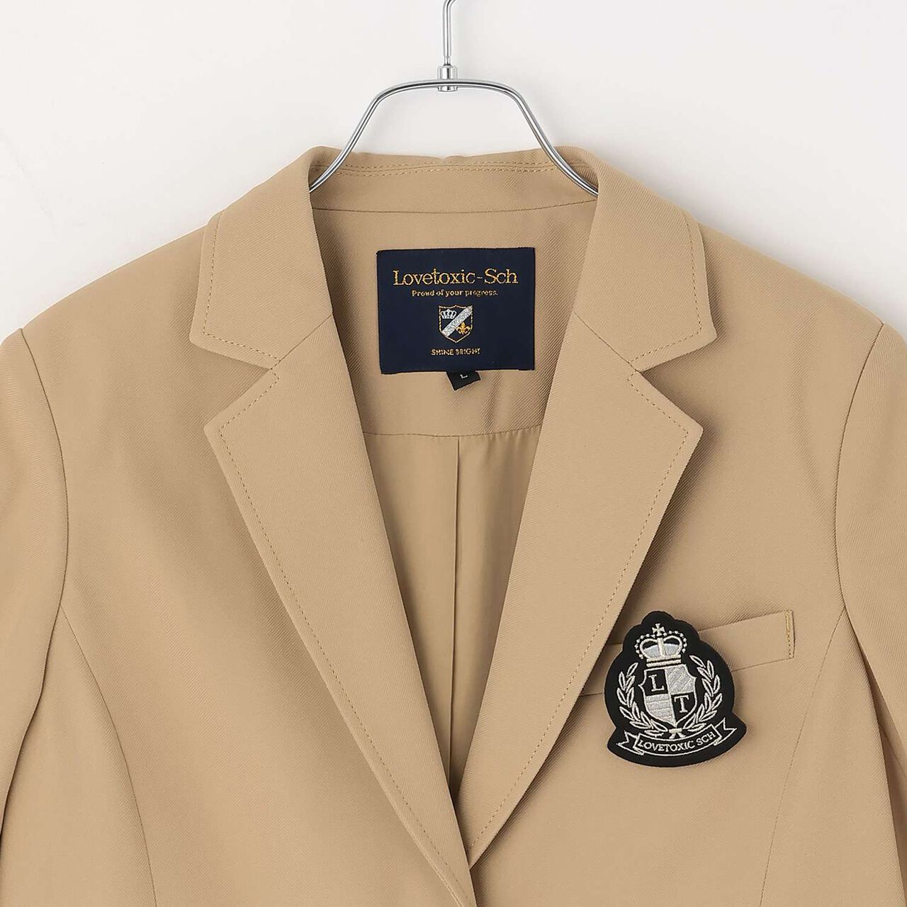 [Graduation Attire] Emblem Tailored Jacket,Beige, large image number 9