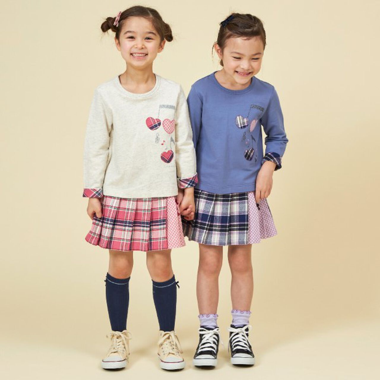 KP Check Pleats Skirt with Shorts (90-160),Pink, large image number 18