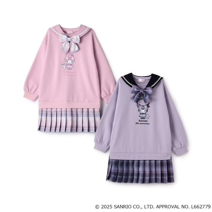 My Melody / Kuromi Hem Pleats 2 Way Sailor One-Piece Dress,Pink, medium image number 17