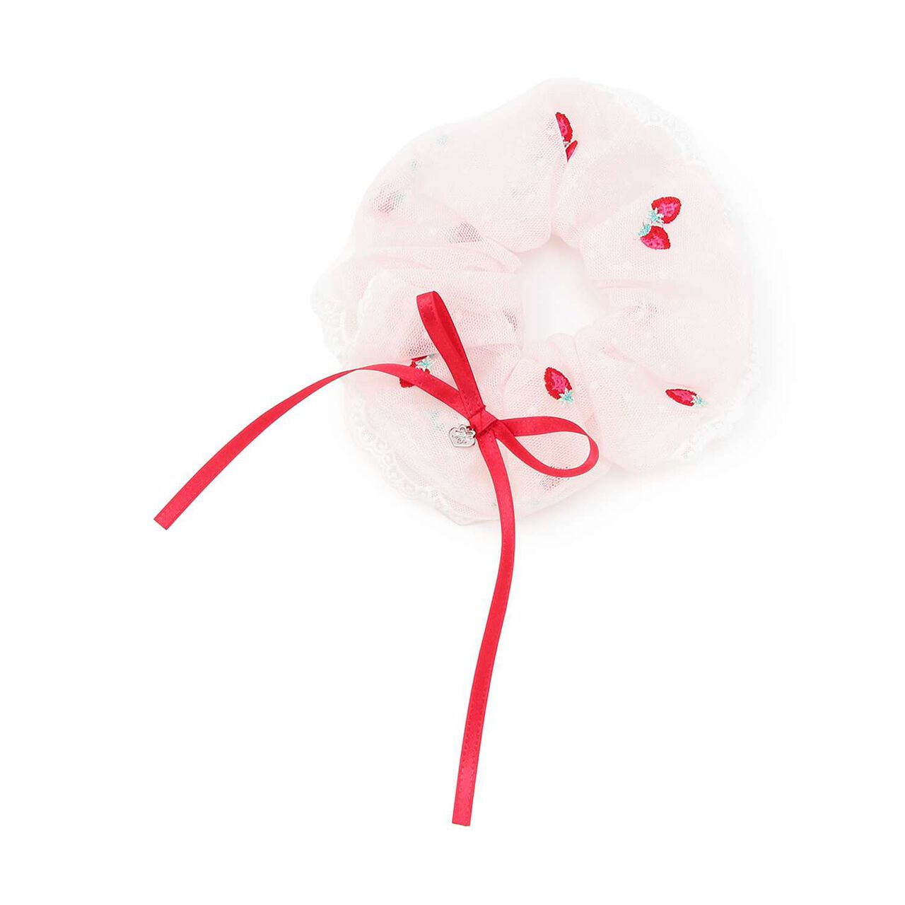 Strawberry Embroidery Hair Tie,Off white, large image number 4