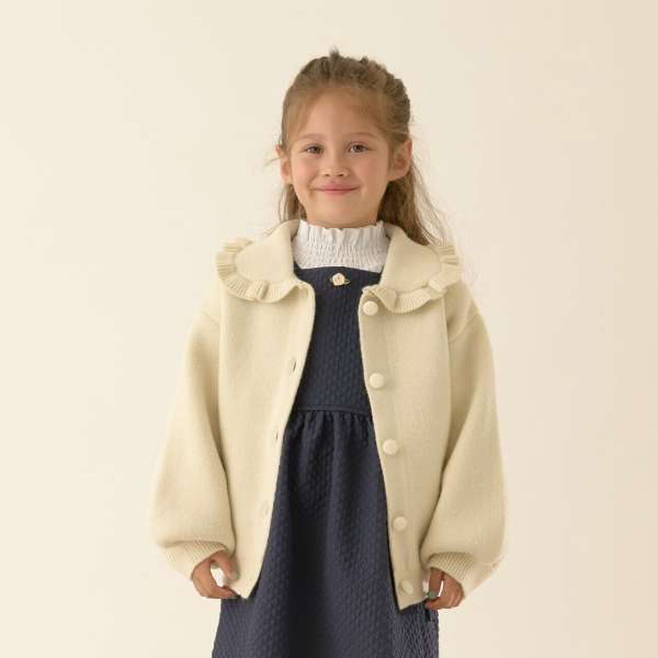 [Occasion] Frill Collar Cardigan,Cream, large image number 15