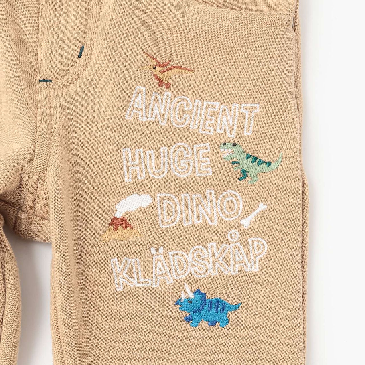 [Restock] Long-Length Straight Pants with Dinosaur Embroidery,Black, large image number 5