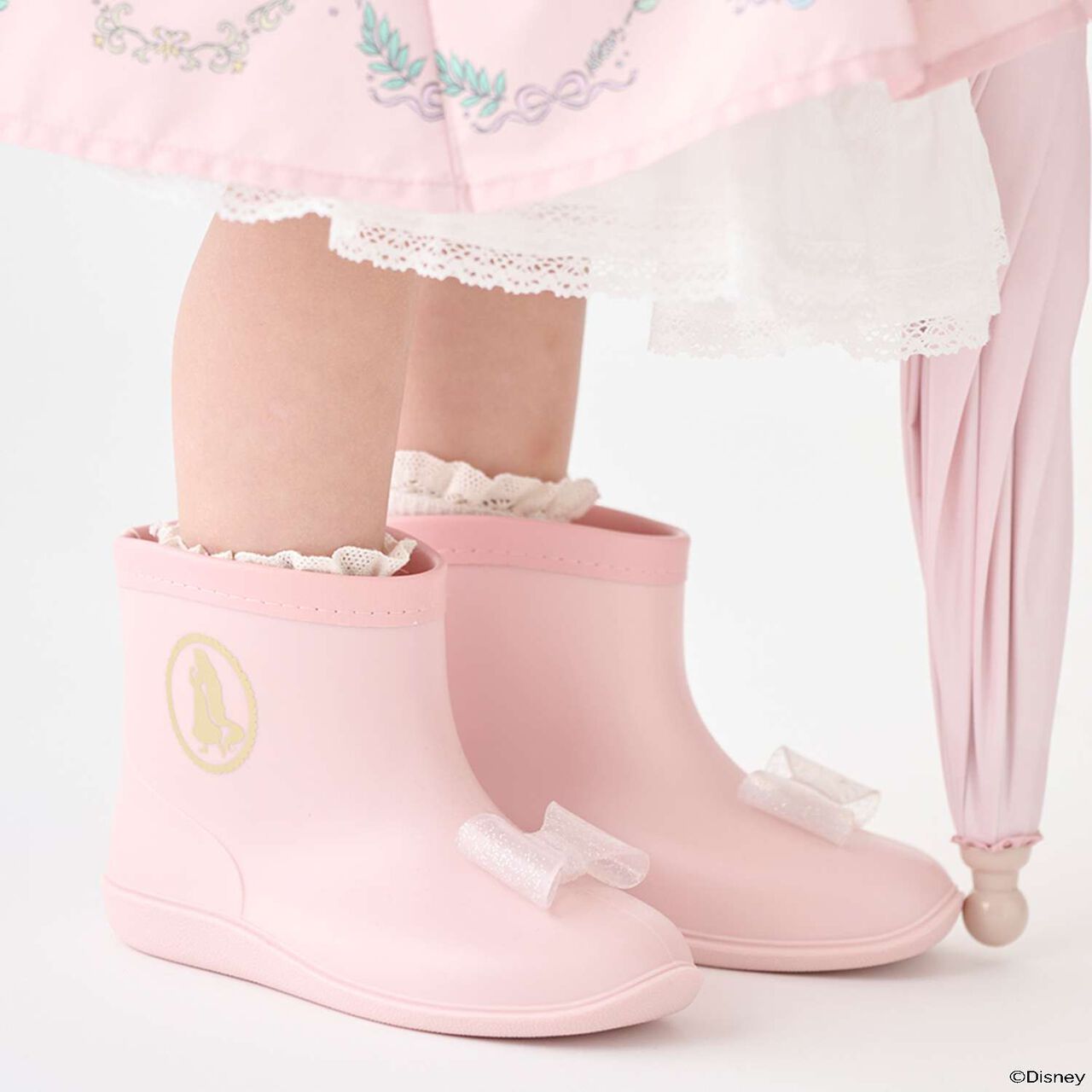 [Disney] Ribbon Rain Boots,Light pink, large image number 0