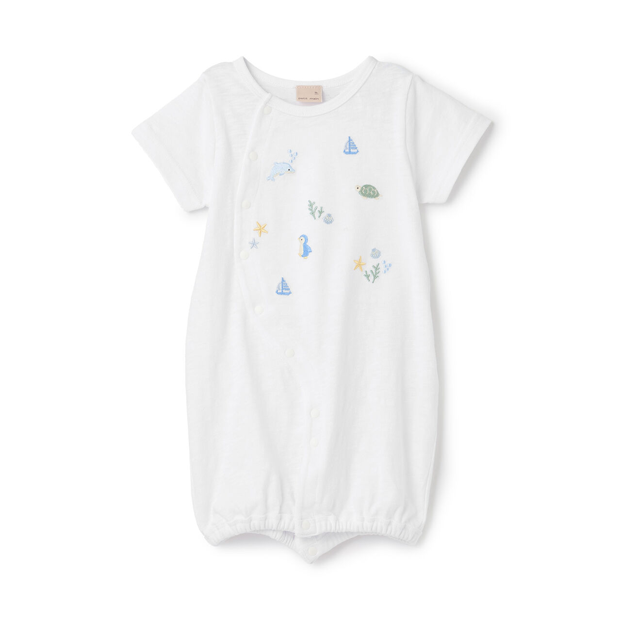 2WAY Embroidered Sea Creatures Romper,Pearl white, large image number 0