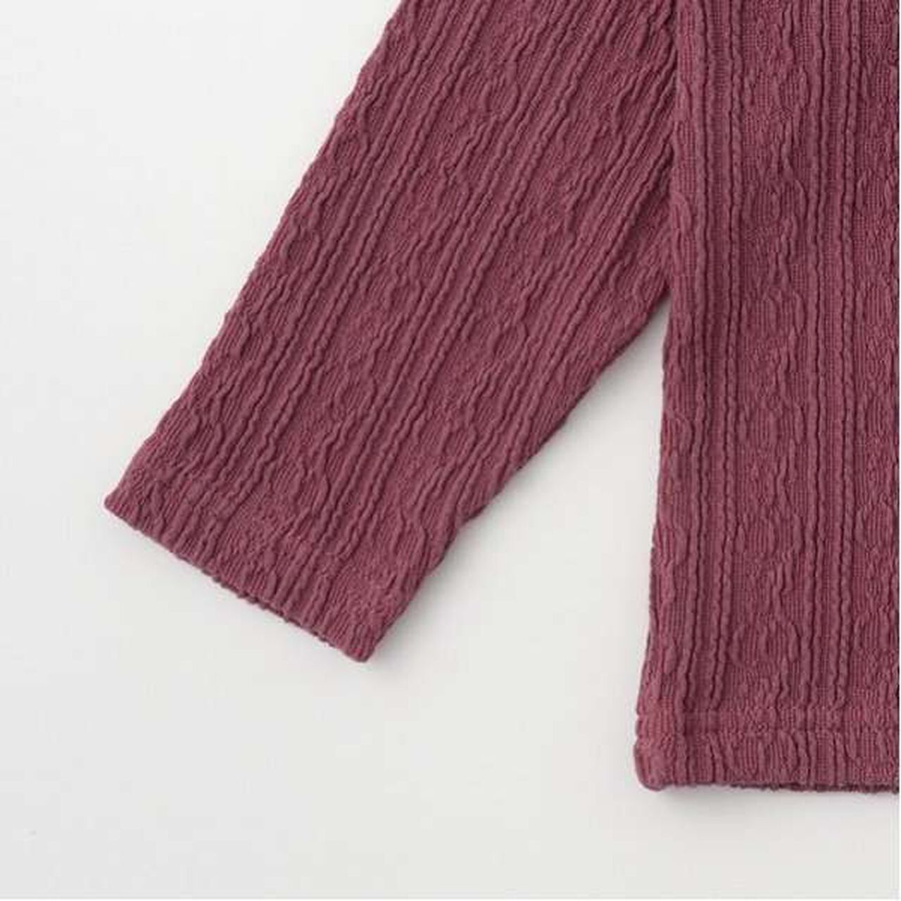 Shea Butter Jacquard High Neck Long T-Shirt,Ivory, large image number 3