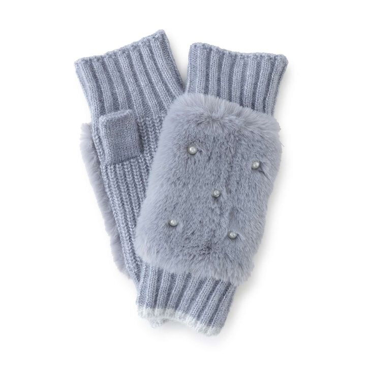 Mittens with Fur,Blue gray, medium image number 7