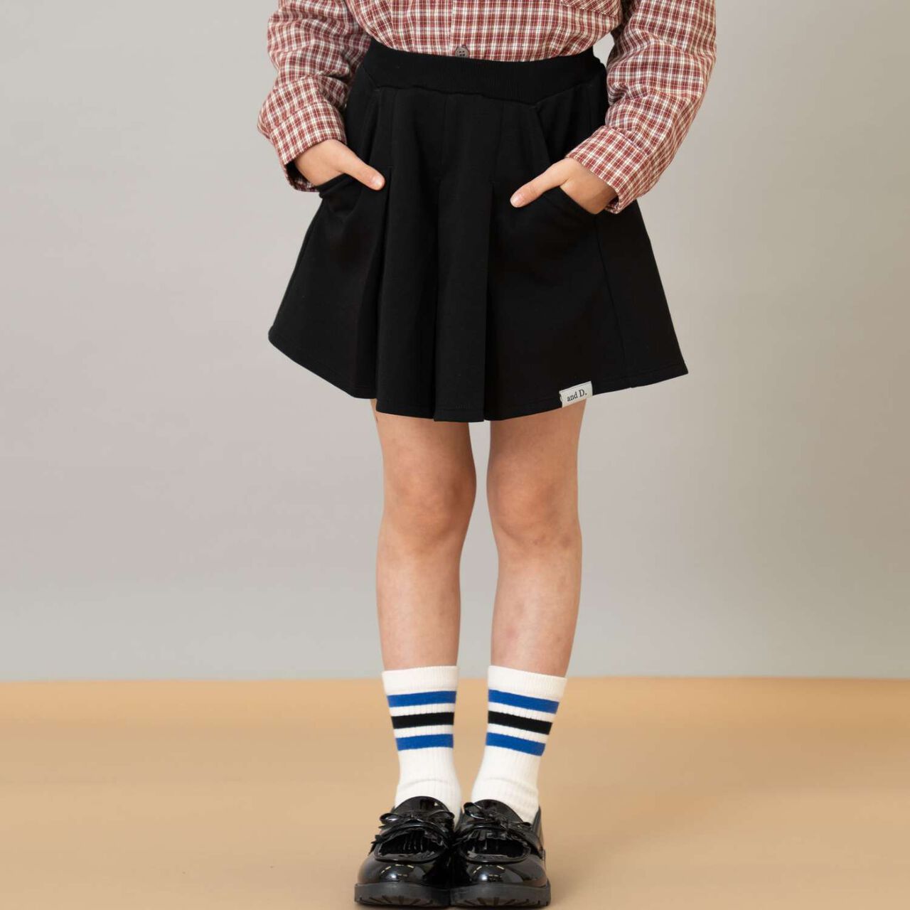 Box Pleated Skirt-Pants,Black, large image number 0