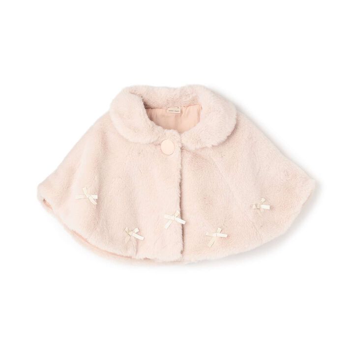 2 WAY Collar Ribbon Fur Cape,Light pink, medium image number 2