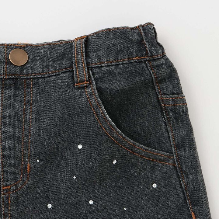 Rhinestone Denim Shorts,Navy, medium image number 4