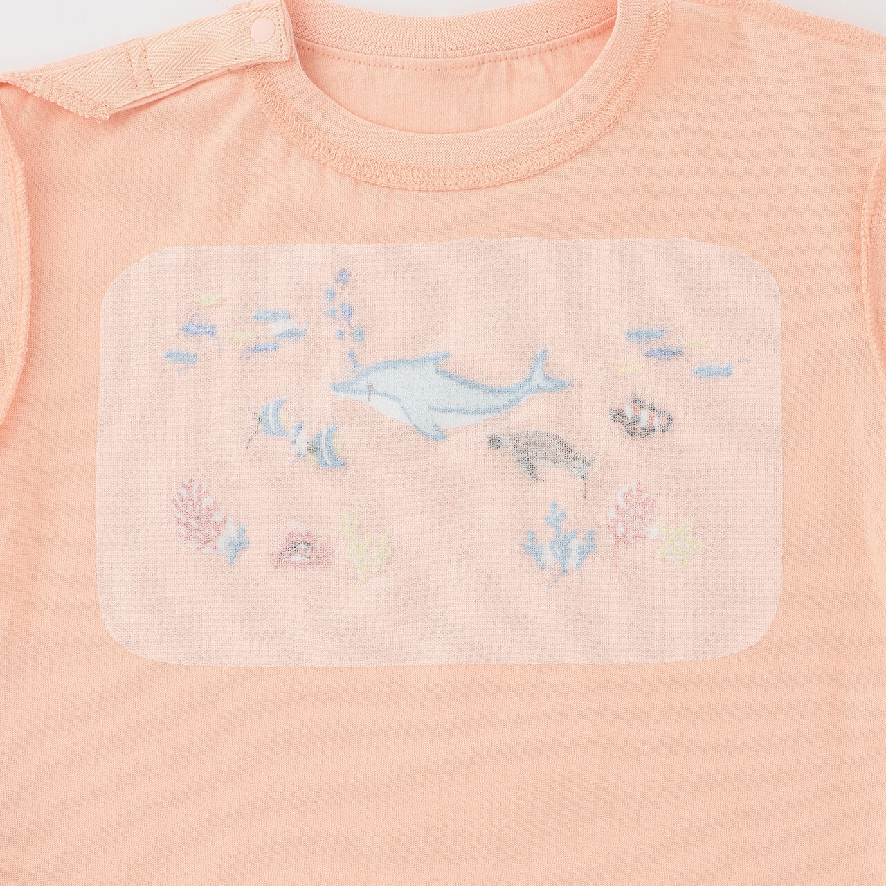 [接觸涼感] 海洋生物刺繡T恤,海軍藍, large image number 8