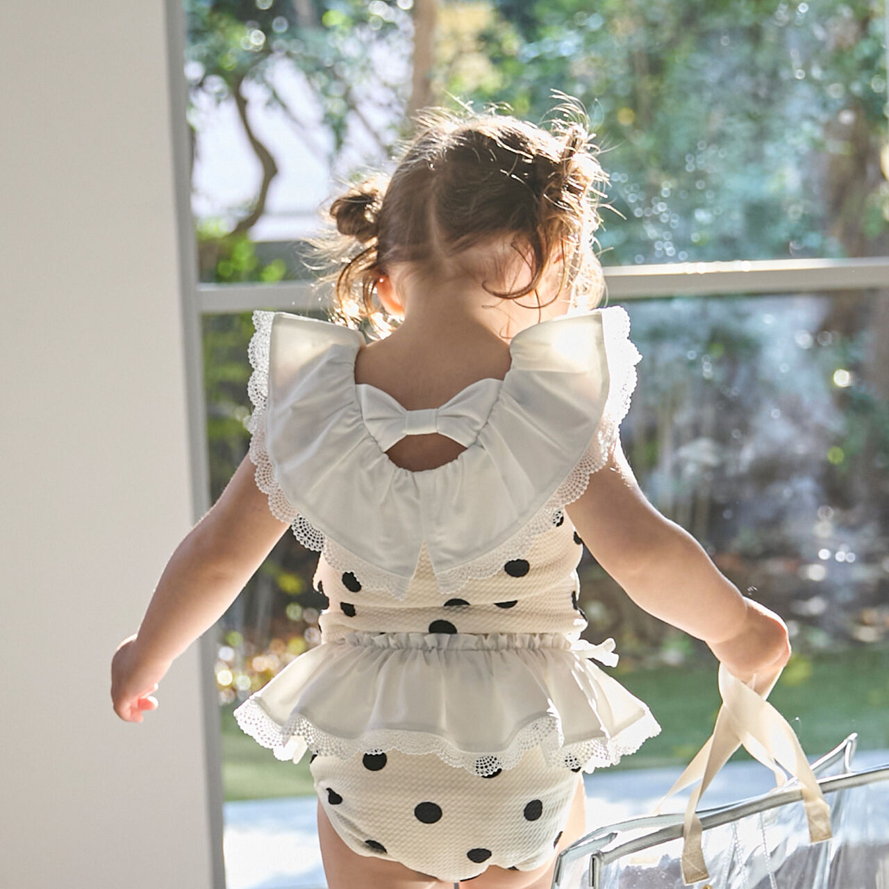 [SWIM] Dot Lace Frill Tankini,Light khaki, large image number 2