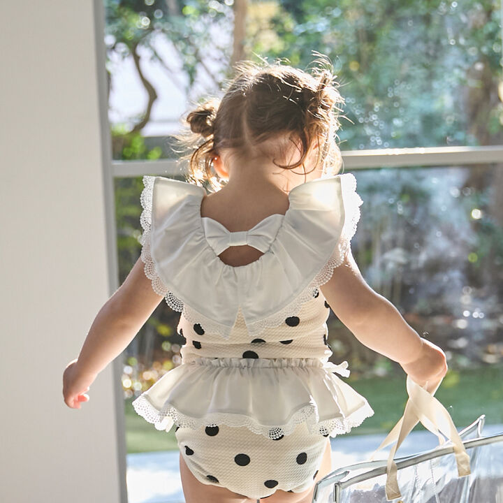 [SWIM] Dot Lace Frill Tankini,Light khaki, medium image number 2