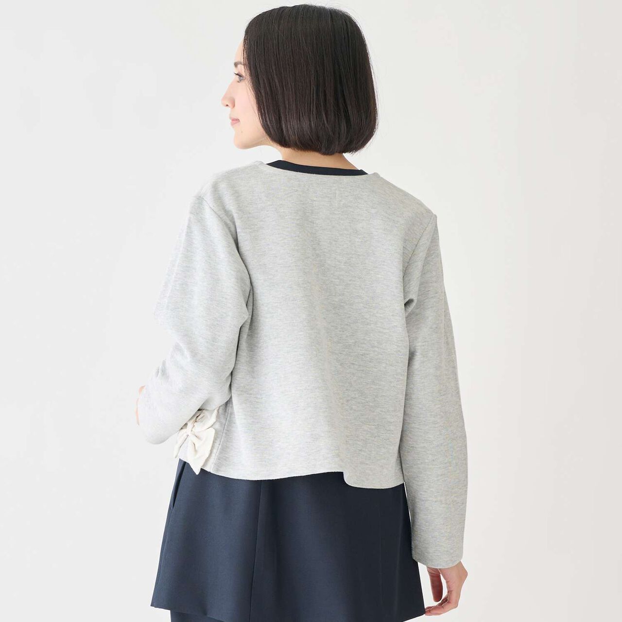 [Parent-Child Matching] Ribbon Cardigan,Top gray, large image number 2