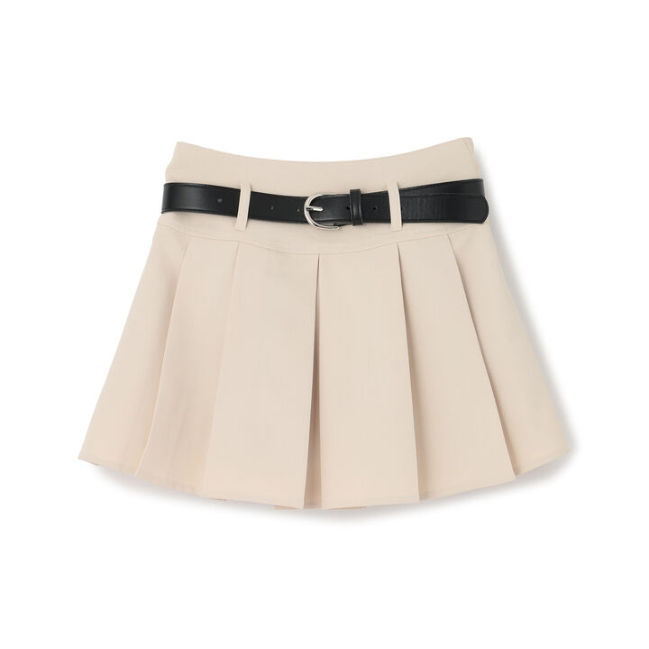 Pleated Mini Skirt with Belt,Light beige, medium image number 9