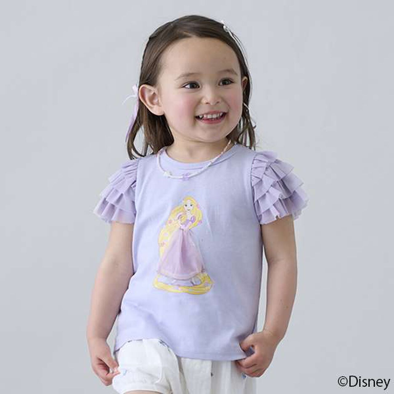 [Disney] Tulle Sleeve Graphic T-Shirt,Lavender, large image number 0