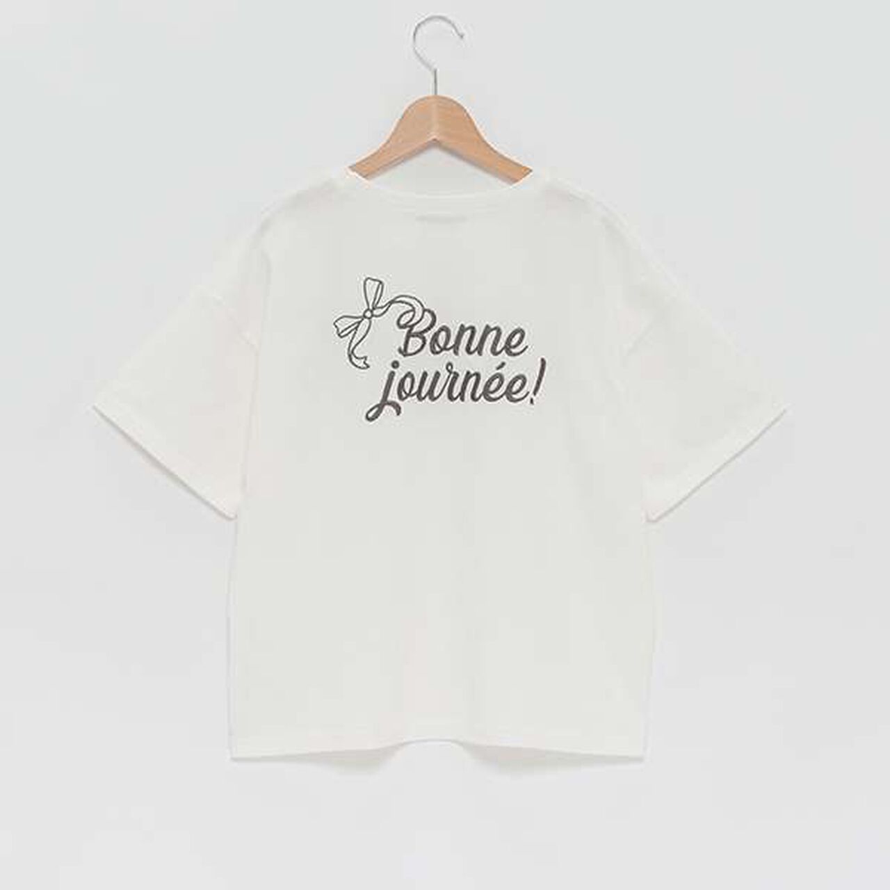 Ribbon Embroidered Half T-Shirt,Mocha tea, large image number 1