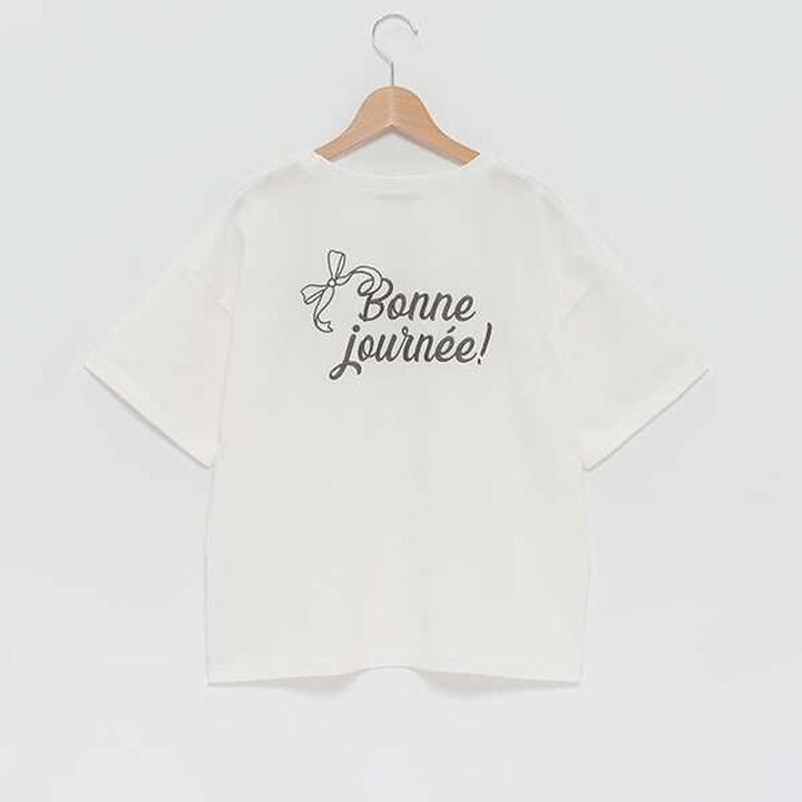 Ribbon Embroidered Half T-Shirt,Mocha tea, medium image number 1