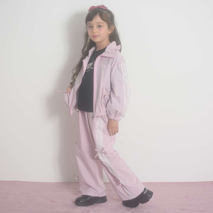 Lace Sleeve Bomber Jacket [Water-Repellent Finish],Pink, medium image number 3