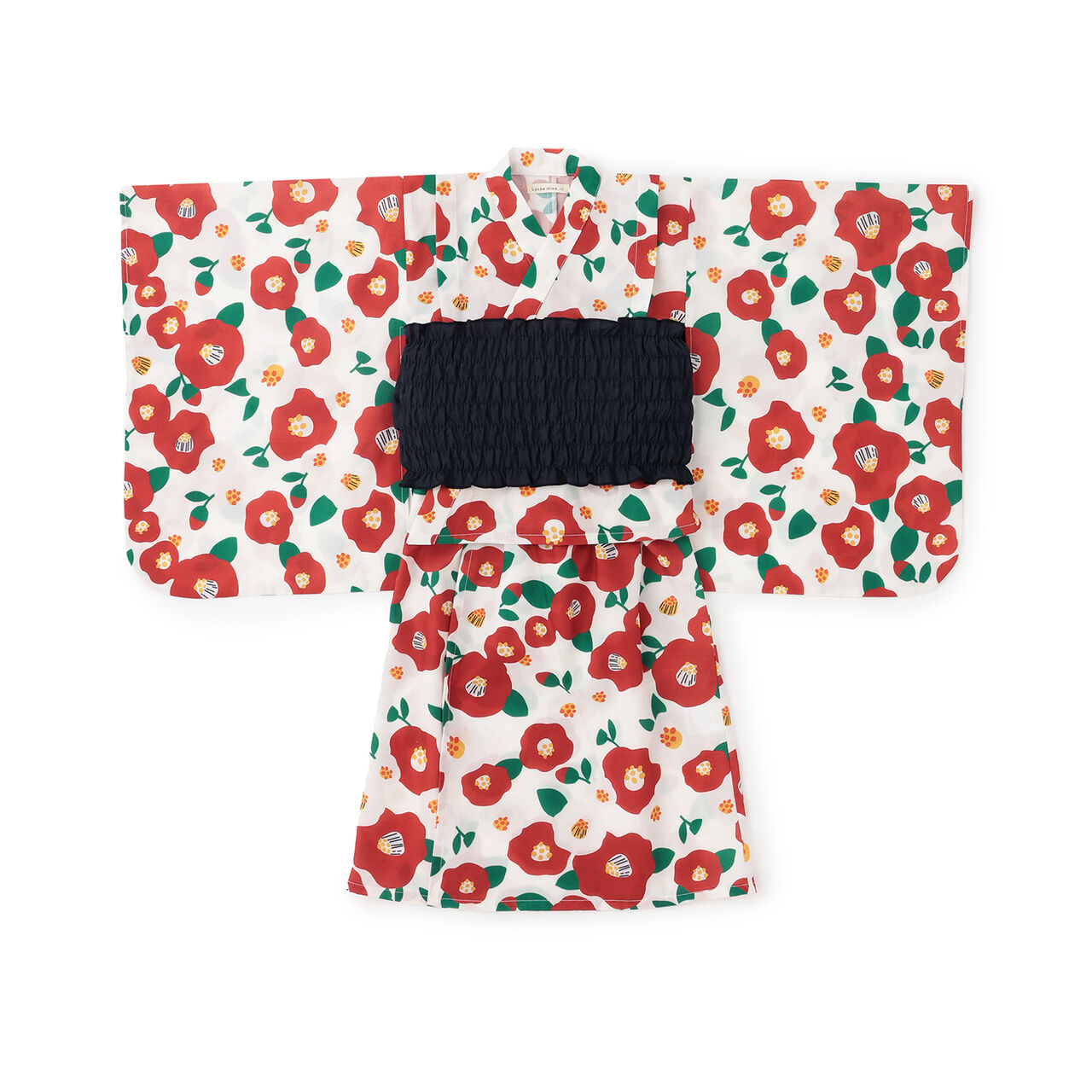 [Easy Wear♪] [Cool Touch] 4-Way Separate Yukata with Obi (OHANA) [Kids Girls],Coral red, large image number 1