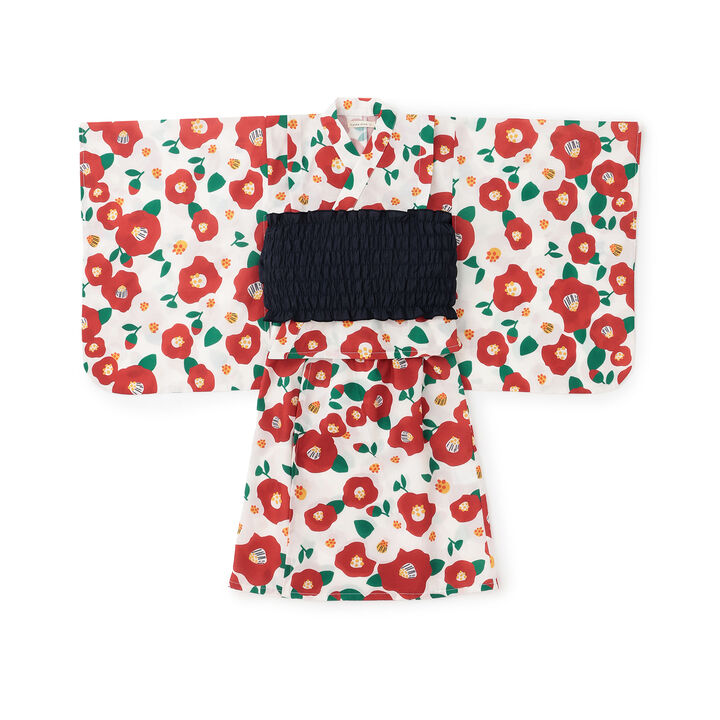 [Easy Wear♪] [Cool Touch] 4-Way Separate Yukata with Obi (OHANA) [Kids Girls],Coral red, medium image number 1