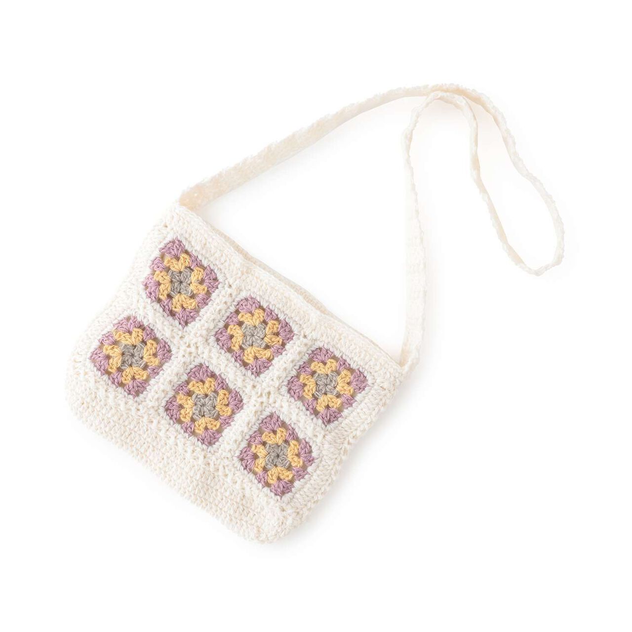 Black Crochet Small Shoulder Bag,Ivory, large image number 1