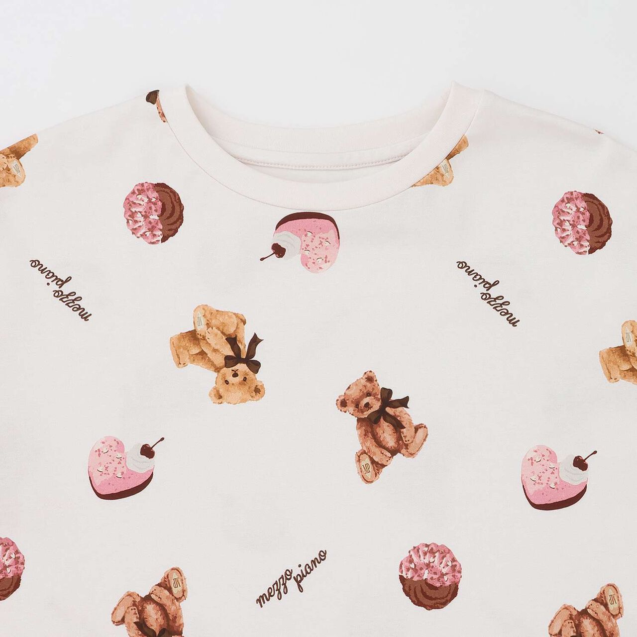 [Shea Butter] Sweets Bear Pattern Room Wear Set,Ivory, large image number 7