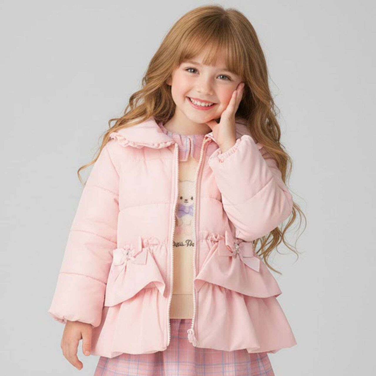 Padded Peplum Blouson,Pink, large image number 0