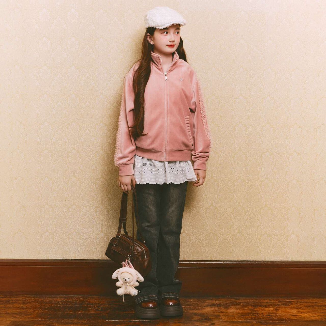 Lace Layered Sweatshirt,Lavender, large image number 15