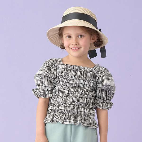 Gingham Check Shirred Puff Blouse | Narumiya Official Global