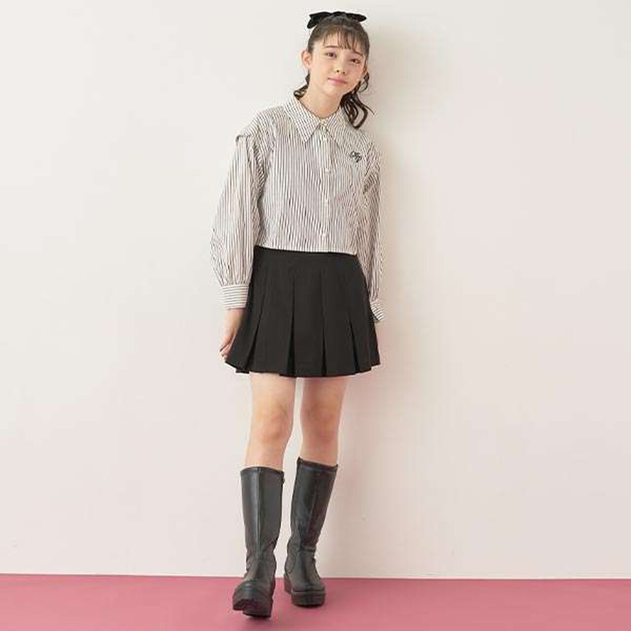 Manish Pleated Skirt with Logo Belt (Includes Spats),Gray, large image number 20