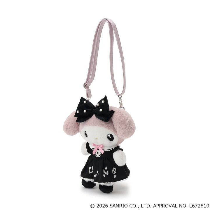 [My Melody / Kuromi] Plush Shoulder Bag,Charcoal gray, medium image number 3