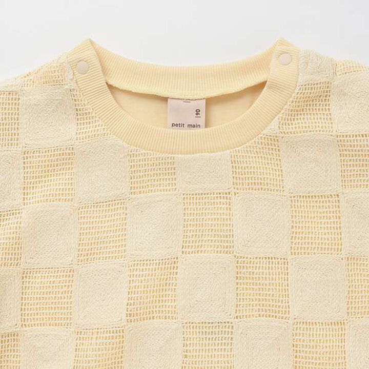 Square Embroidery Short Sleeve T-Shirt,Cream, medium image number 7