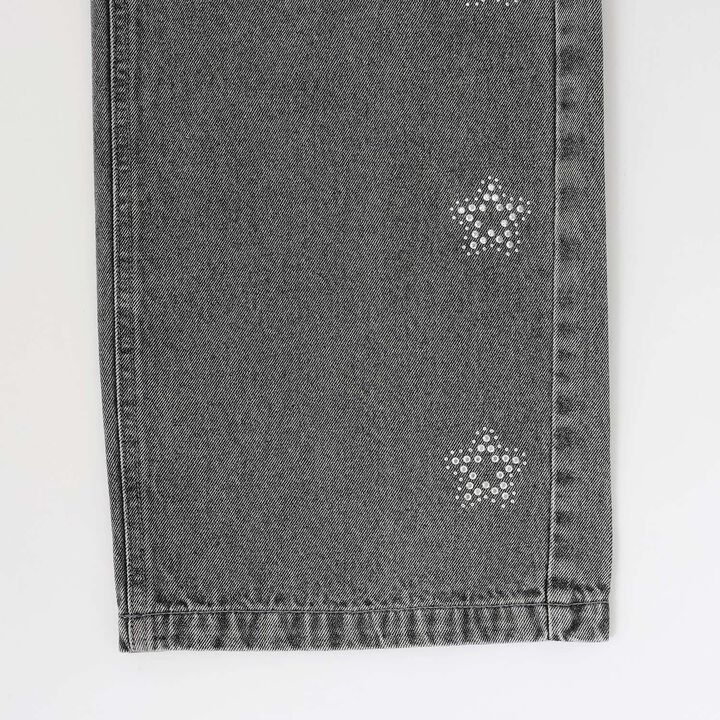 Sparkling Motif Wide Denim Pants,Navy, medium image number 8