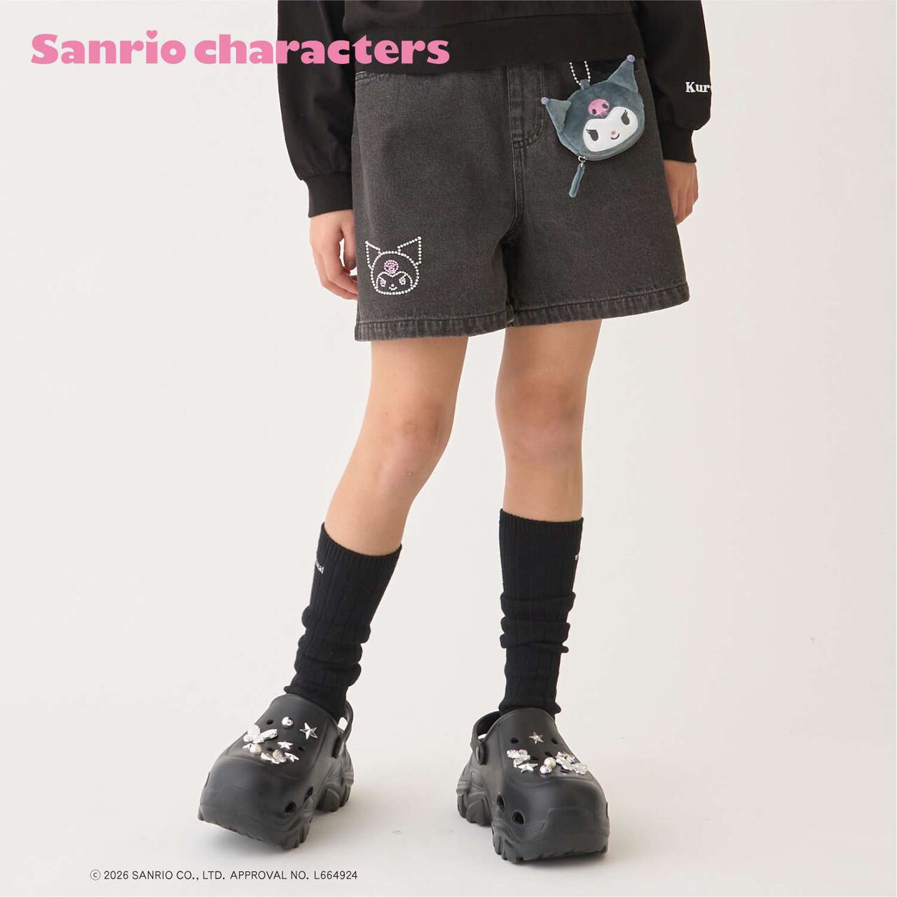 [Sanrio Characters] Denim Shorts,Black, large image number 0