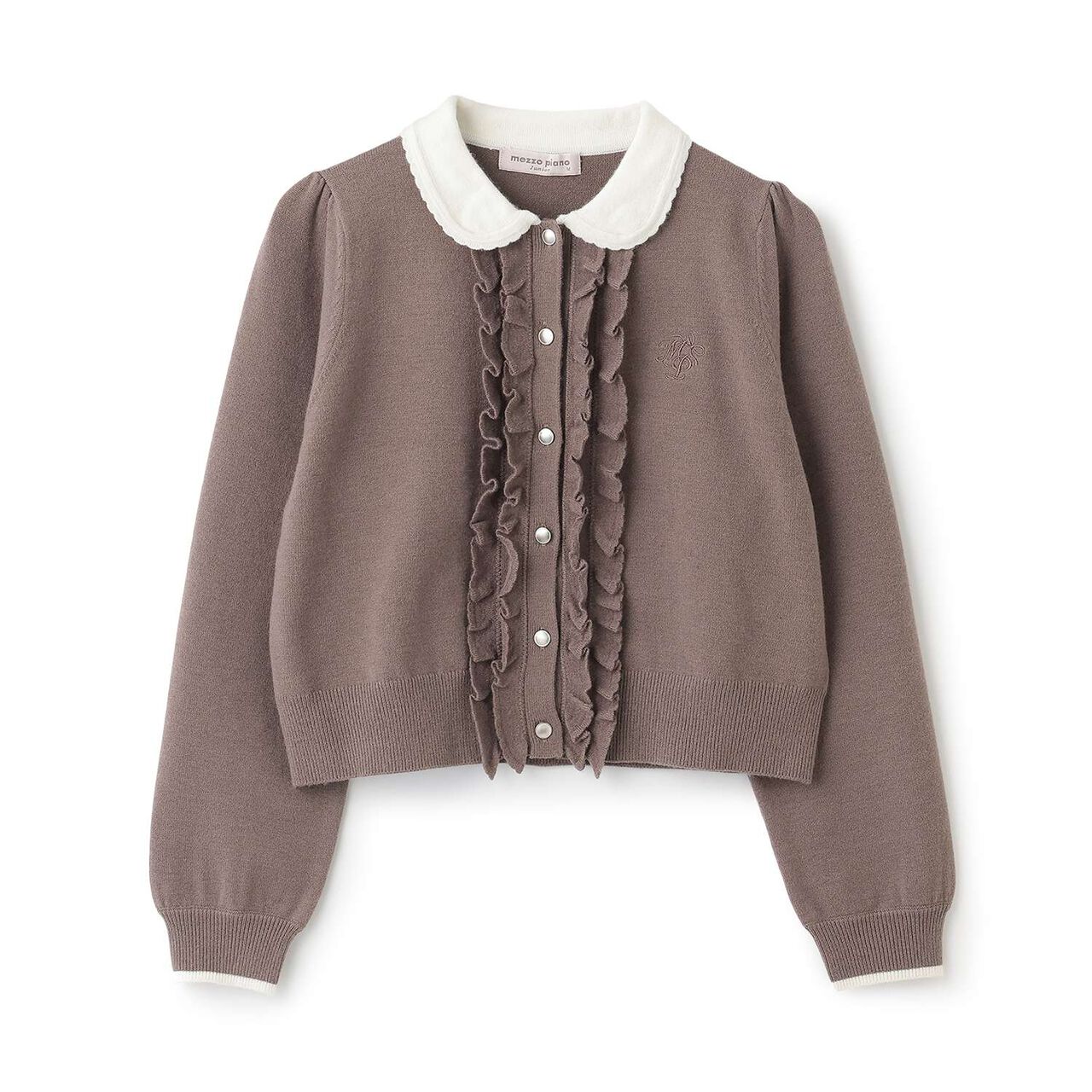 Frill Collar Cardigan,Mocha tea, large image number 0